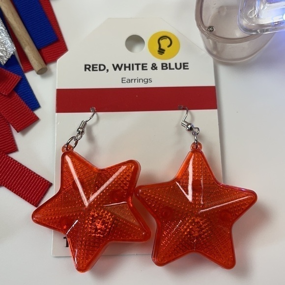 Michaels 4th of July Craft Ribbon Wands Flashing Star Glasses Earrings Bundle - Picture 5 of 16